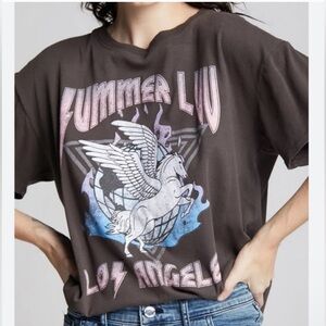 NWT Recycled Karma Summer Luv Los Angeles Unicorn Graphic Tee Sz XS